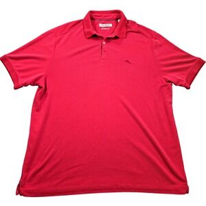 Tommy Bahama Polo Shirt Mens XL Red IslandZone Solid Marlin Logo Short Sleeve